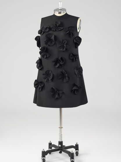 Elvessa Sleeveless High Neck 3D Floral Mini Homecoming Dress