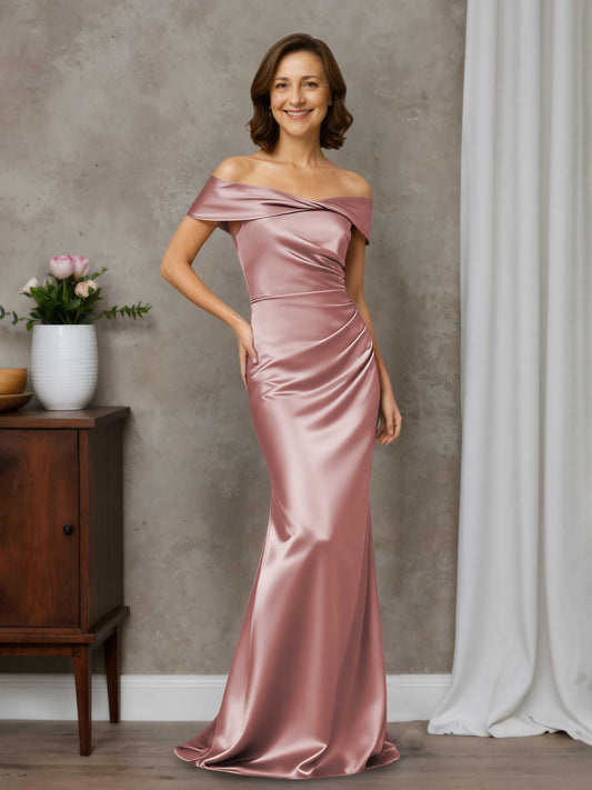 Elvona Sheath/Column Off-the-Shoulder Sleeveless Long Mother of the Bride Dresses