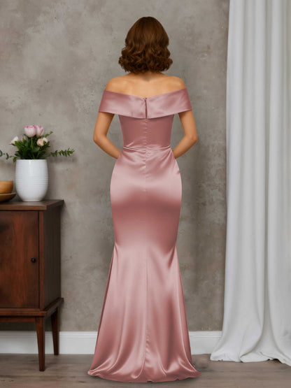 Elvona Sheath/Column Off-the-Shoulder Sleeveless Long Mother of the Bride Dresses