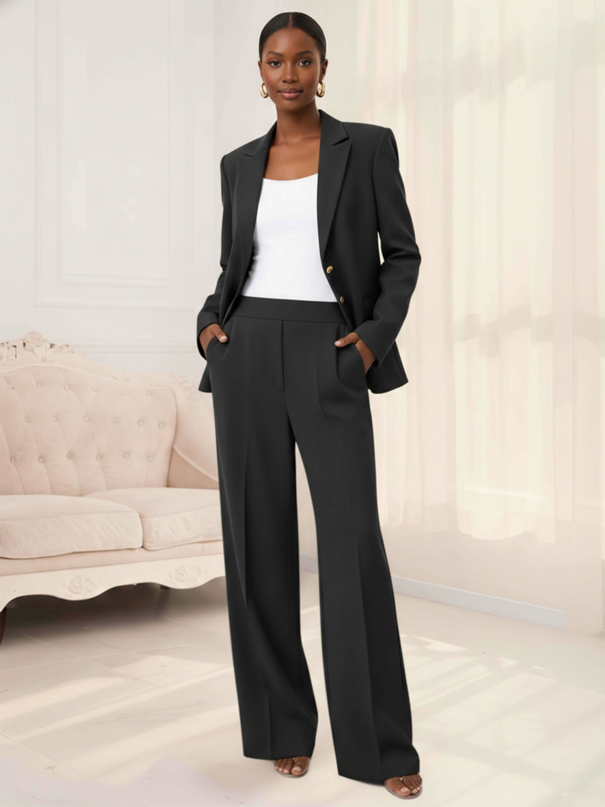 Enchanting Peak Lapel Single-Breasted Women's 2 Pieces Suits