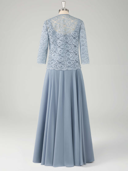 Evania Enchanting A-Line 2-Piece Appliques Lace Chiffon Mother of the Bride Dresses