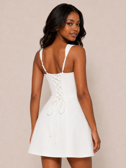 Fayora Chic A-Line Square Neck Sleeveless Mini Homecoming Dress