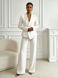 Feminine Women's 2 Pieces One Button Formal Blazer and Pants Suit Set
