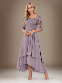 Galina Elegant A Line Lace High Low Chiffon Mother Of The Bride Dresses