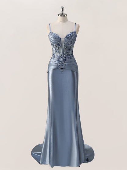 Giona Sparkly Sweetheart Appliqued Long Prom Dresses with Beaded