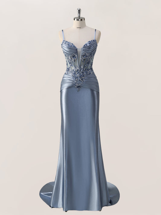 Giona Sparkly Sweetheart Appliqued Long Prom Dresses with Beaded