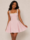 Giselae A-Line Square Neck Beaded Short Homecoming Dress