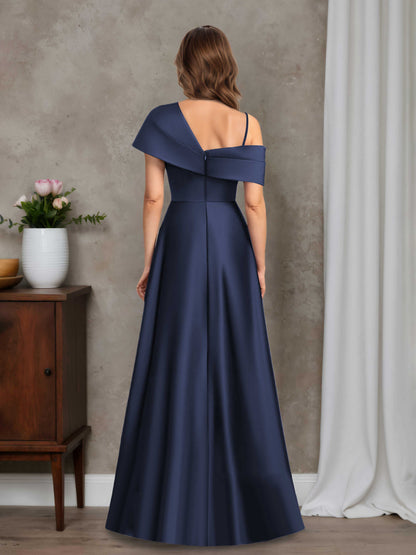 Glorina A-line Floor-Length Satin Mother of the Bride Dresses With Pleated