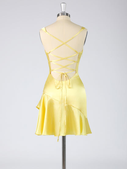 Hailey Sheath Square Neck Sleeveless Short Homecoming Party Dresses
