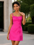 Havonia Square Spaghetti Strap Mini Homecoming Dress with 3D Flowers