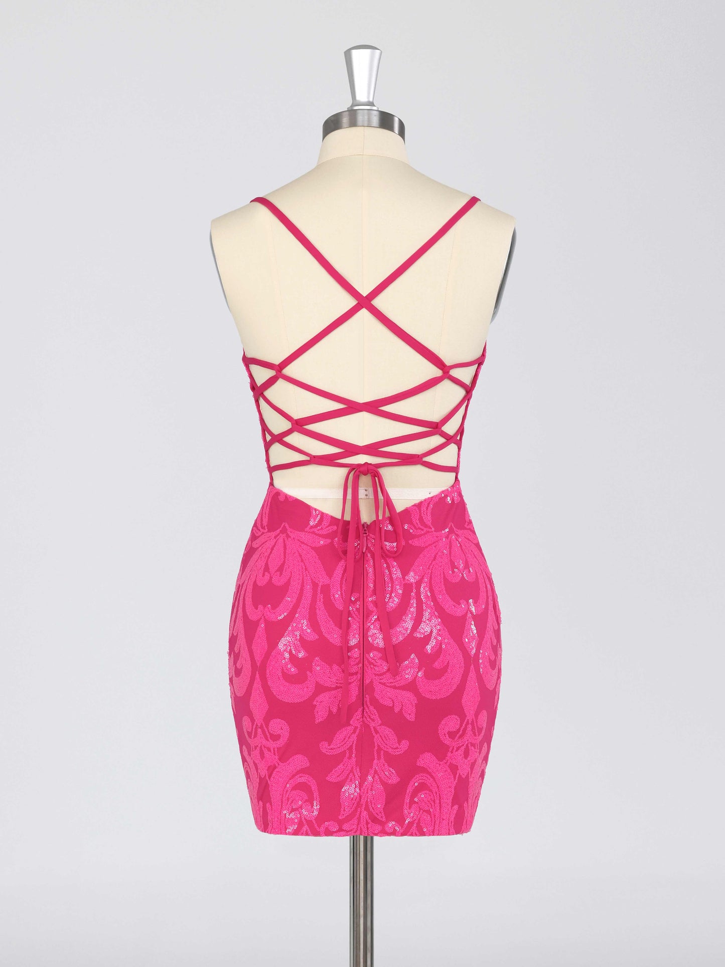 Helyra Spaghetti Strap V-neck Mini Homecoming Dress with Lace Up
