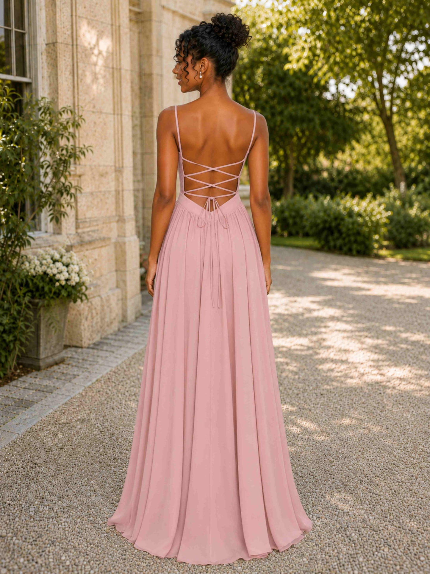 Ilara A-Line Spaghetti Straps Floor Length Bridesmaid Dress with Side Slit