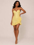 Jessira Strapless Sweetheart Homecoming Dress with Asymmetrical Ruffle Hem