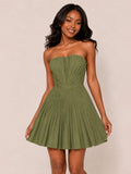 Kallie A-Line Strapless Pleated Mini Homecoming Dress