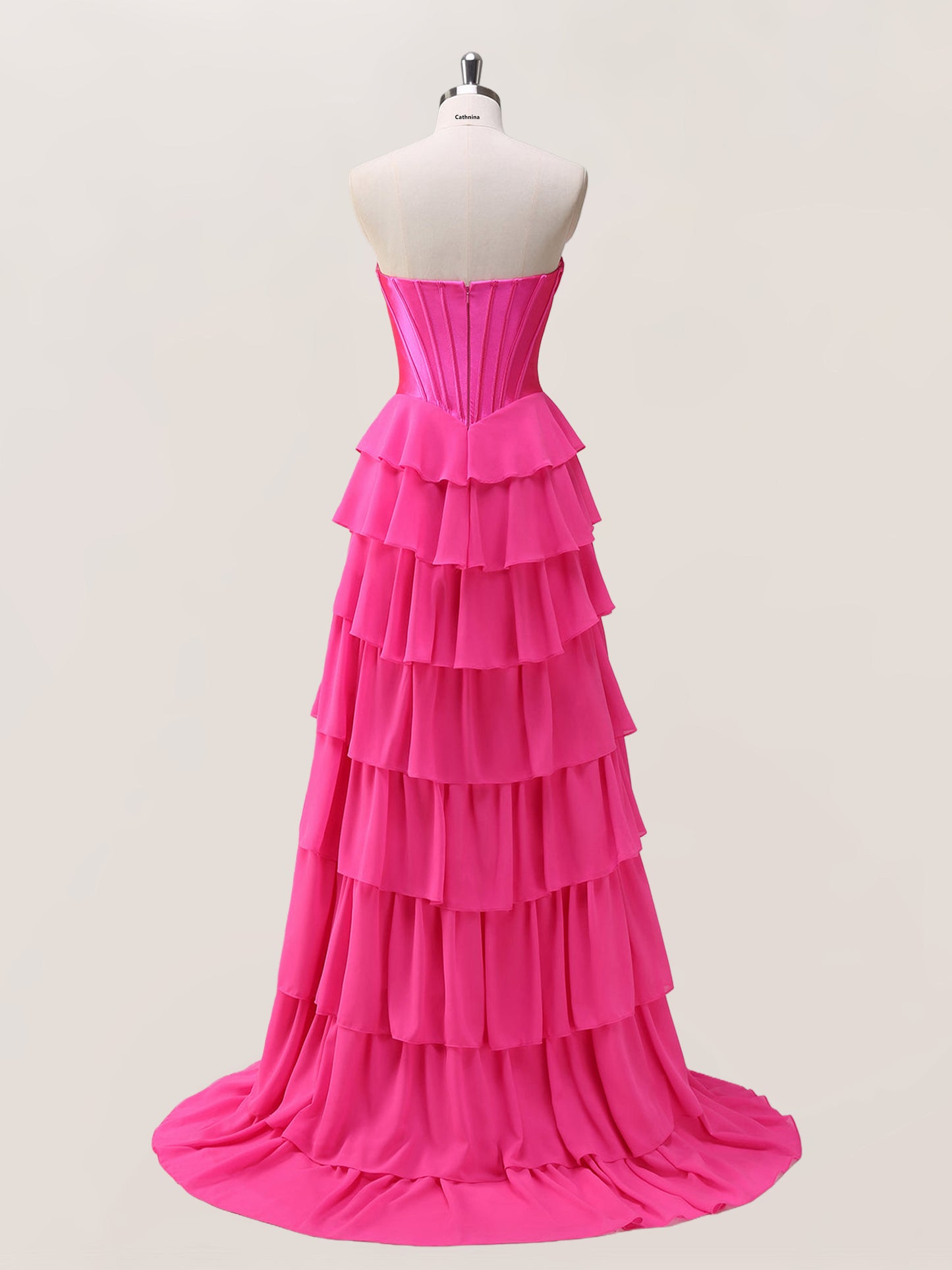 Katira Classy A Line Sweetheart Corset Tiered Prom Dresses with Slit