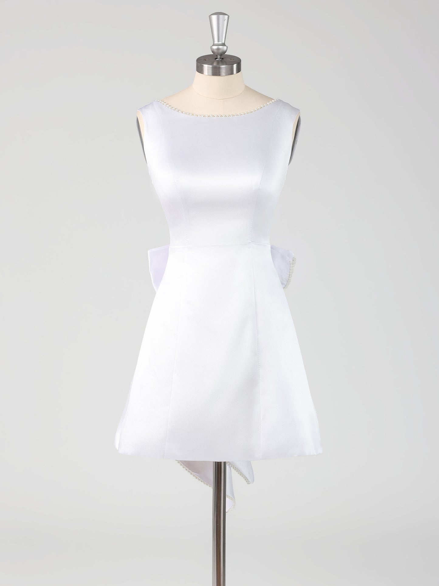 Lacey A-Line Scoop Neck Sleeveless Mini Homecoming Dresses with Bow Knot