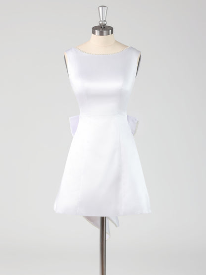 Lacey A-Line Scoop Neck Sleeveless Mini Homecoming Dresses with Bow Knot