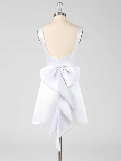 Lacey A-Line Scoop Neck Sleeveless Mini Homecoming Dresses with Bow Knot