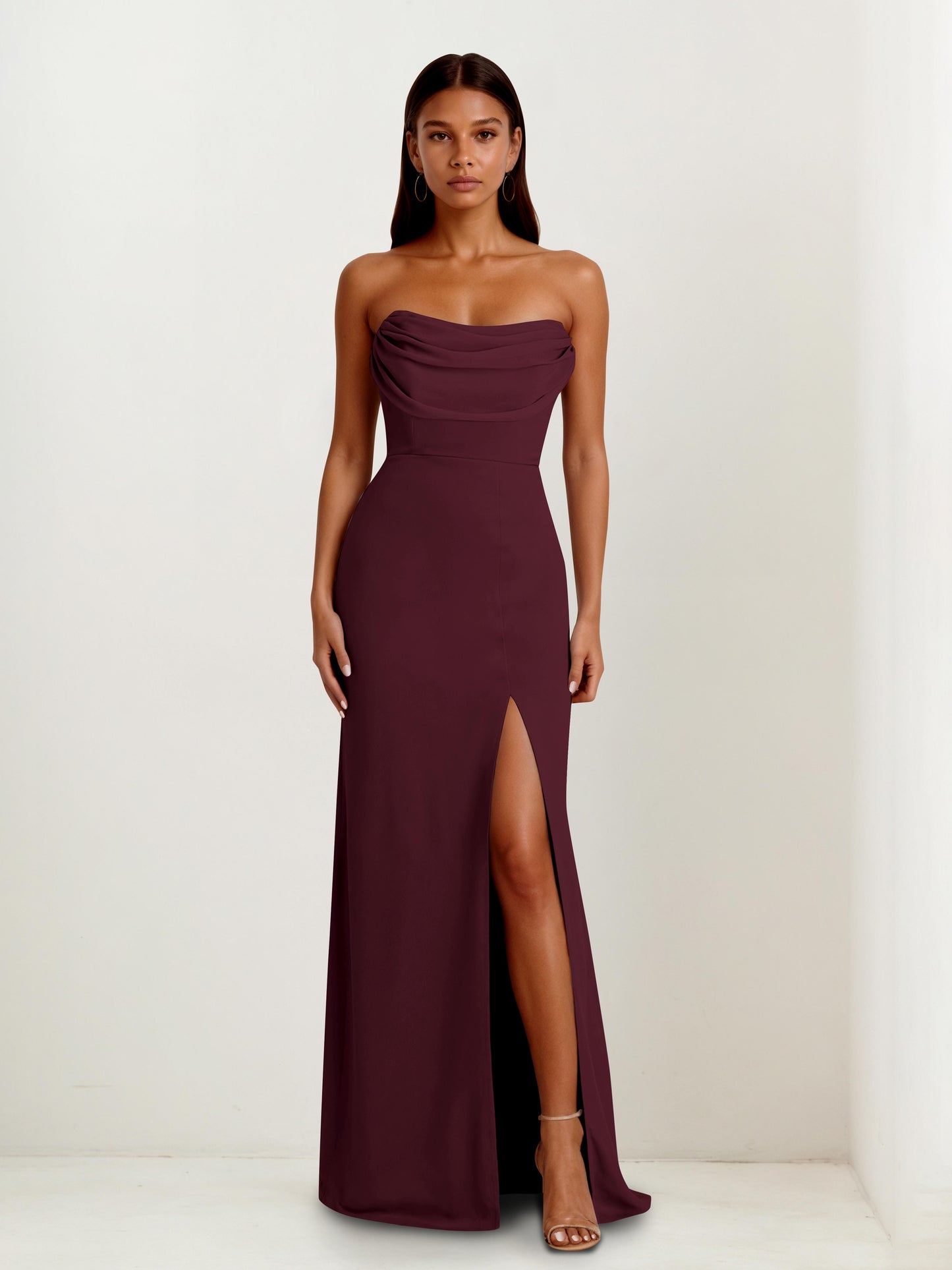 Lavia Modern Strapless Sleeveless Bridesmaid Dresses with Slit – Cathnina