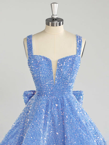 Layla Sequin Short Homecoming Dresses with Bow Knot