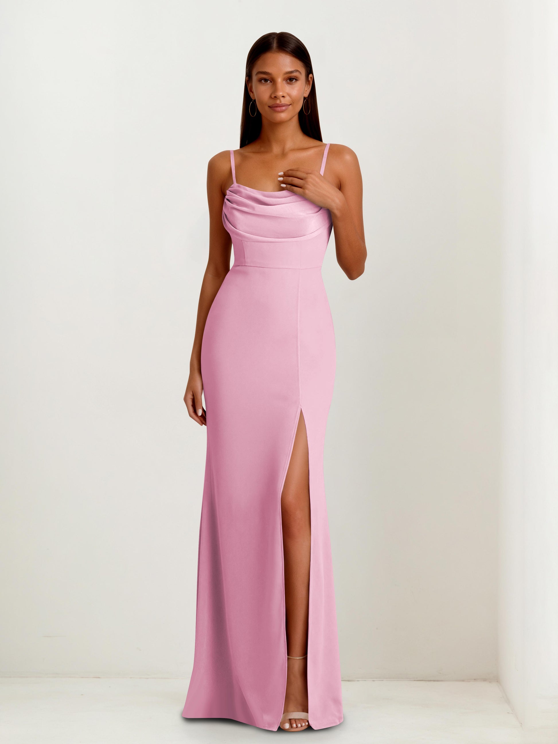Leris Trendy Spaghetti Straps Long Chiffon Bridesmaid Dresses – Cathnina