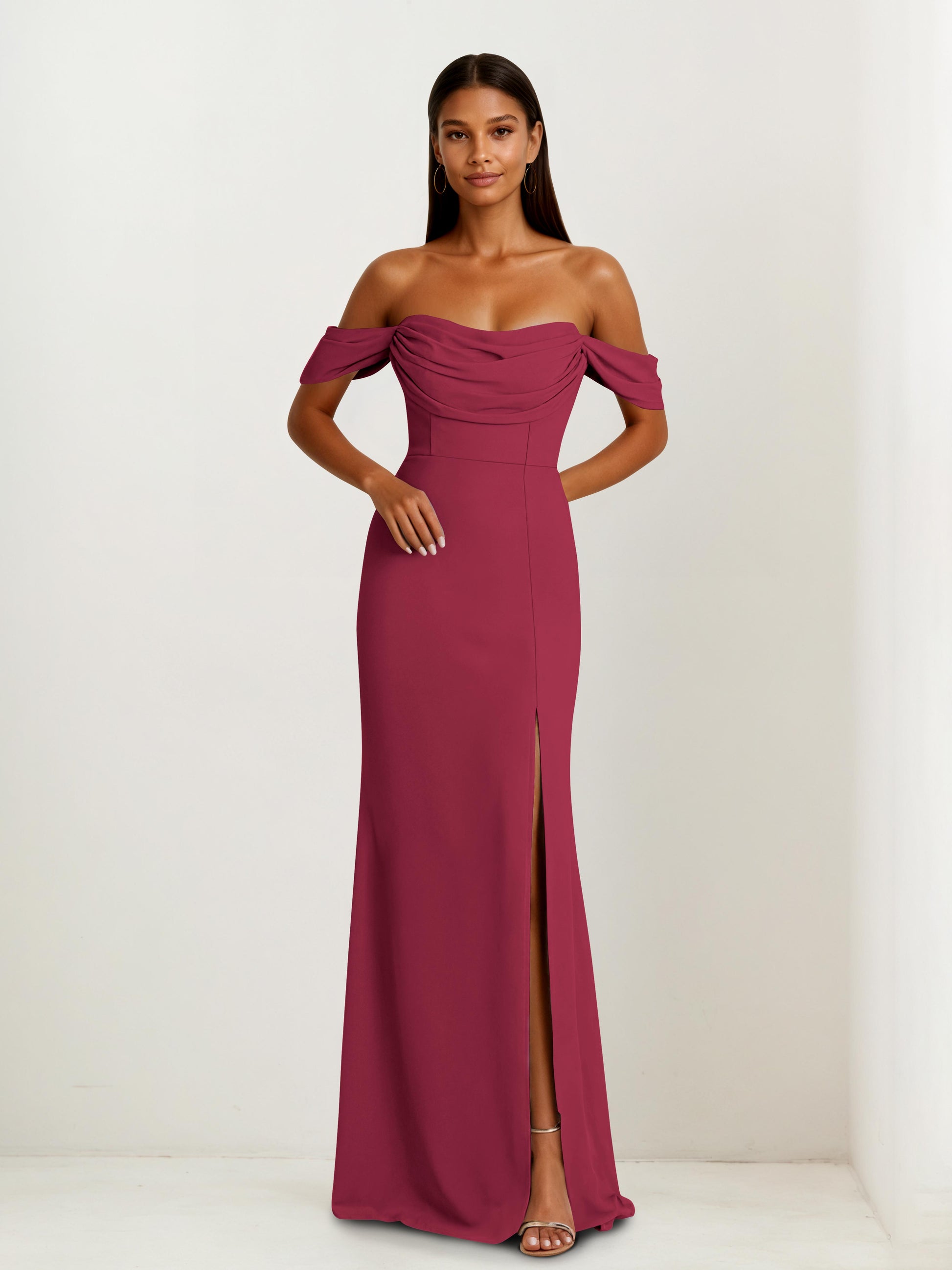 Lione Sexy Off-the Shoulder Ruched Sheath Bridesmaid Dresses – Cathnina Lione Sexy Off-the Shoulder Ruched Sheath Bridesmaid Dresses – Cathnina