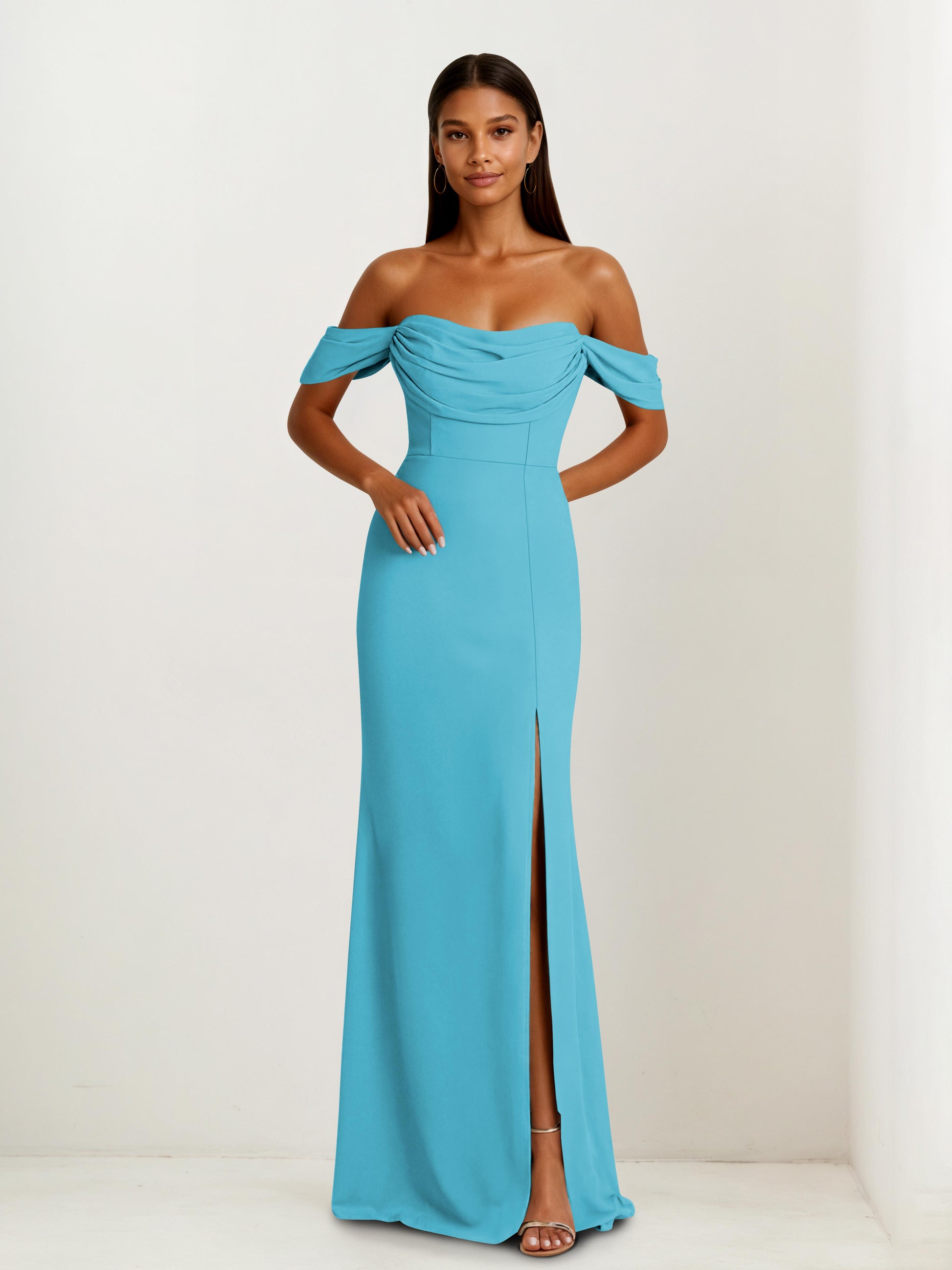 Lione Sexy Off-the Shoulder Ruched Sheath Bridesmaid Dresses Cathnina Lione Sexy Off-the Shoulder Ruched Sheath Bridesmaid Dresses Cathnina