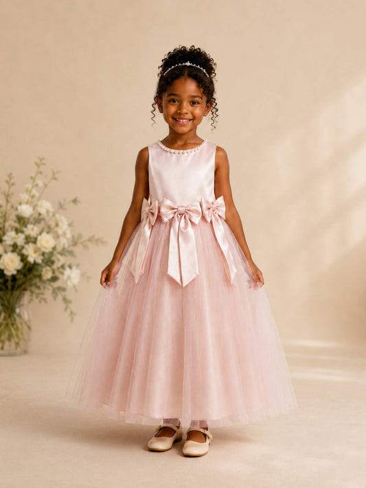 Lovely A-Line Pearl Neck Flower Girl Dresses with Bow