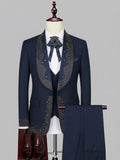 Luxury Diamonds Single Breasted Shawl Lapel Men's 3 Pieces Suit For Party