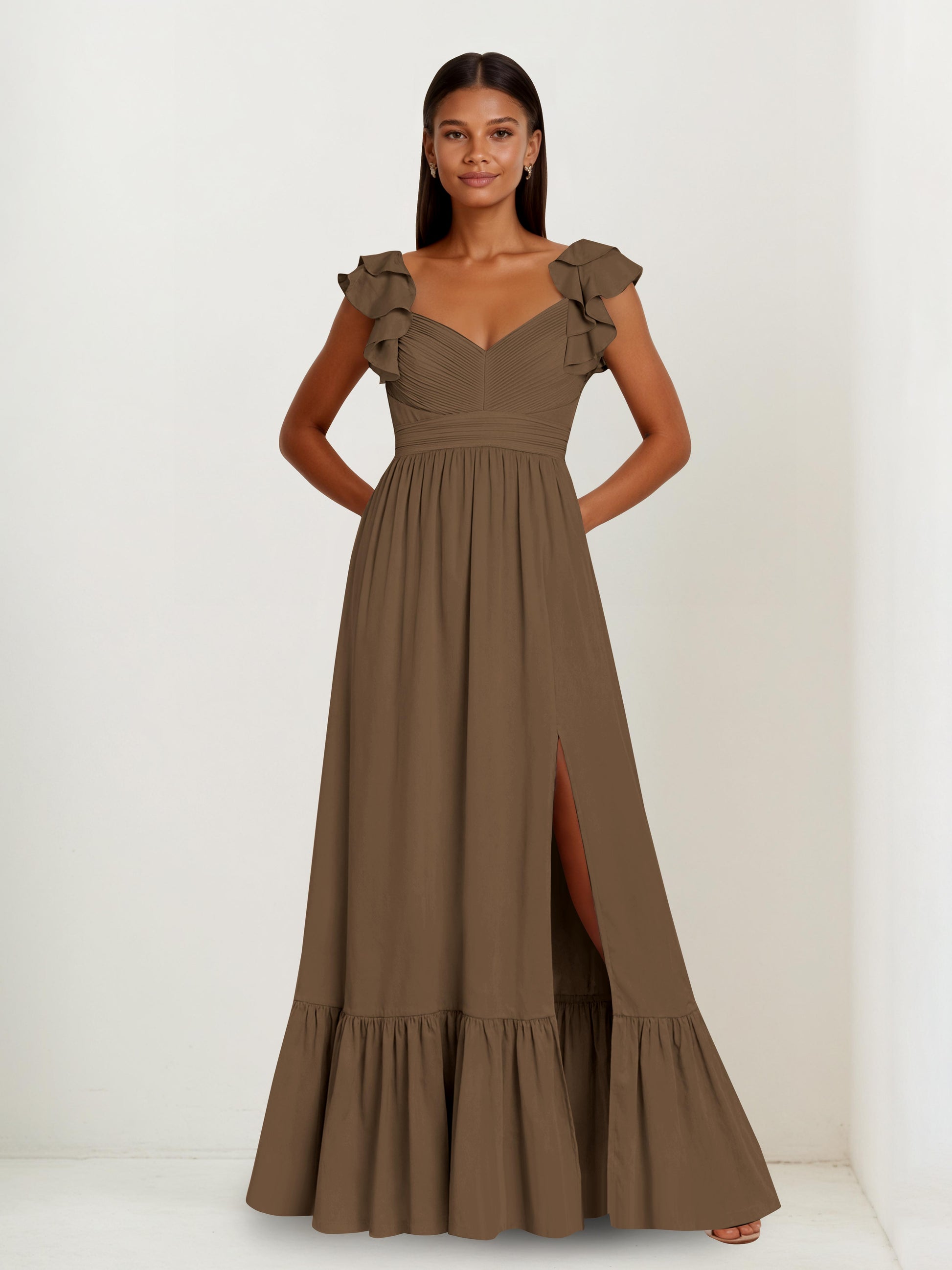 bridesmaid dresses with cape sleeves Champagne Nude Mermaid One sleeve bridesmaid dress with Cape