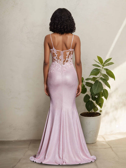 Mariel Corset Spaghetti Straps Long Prom Dresses with Beaded