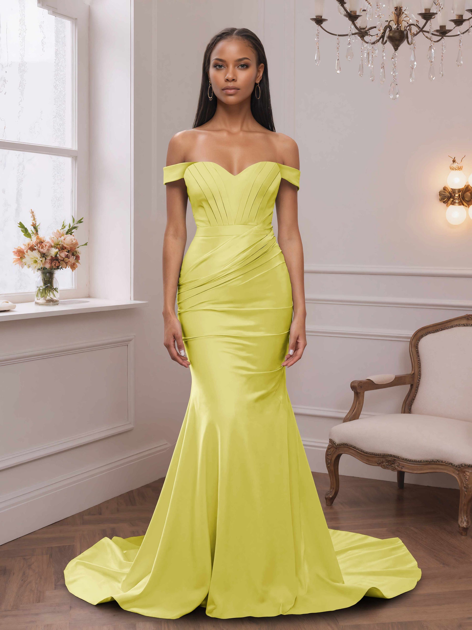 bridesmaid dresses with train Marilyn Off The Shoulder Sweep – Cathnina Trumpet/Mermaid Neckline Size:Coat Size 50 Amarra 89443 | Floral TRIANA