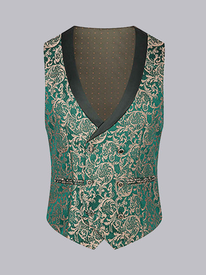 Men's Formal Jacquard Double Breasted Vest