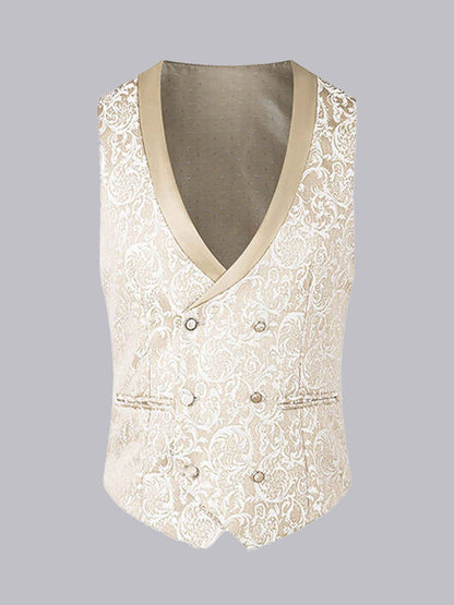 Men's Formal Jacquard Double Breasted Vest