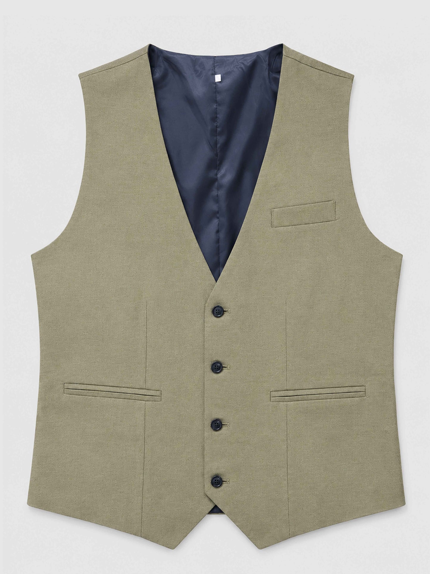 V-Neck Linen Suit Vest for Men | Wedding Waistcoat