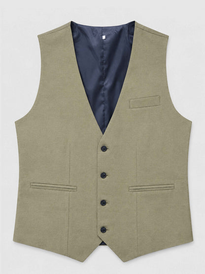 V-Neck Linen Suit Vest for Men | Wedding Waistcoat