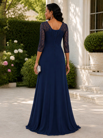Meredith Mermaid Scoop Floor Length Mother of the Bride Dresses with Appliques