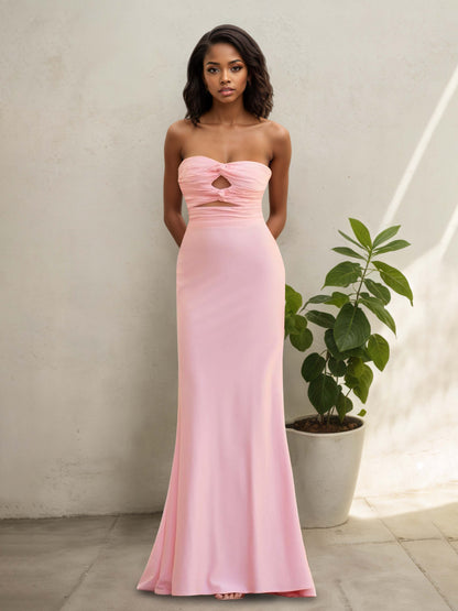 Milena Gorgeous Strapless Sheath Long Prom Dresses with Lace Up