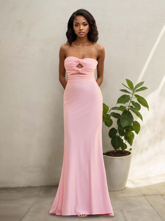 Milena Gorgeous Strapless Sheath Long Prom Dresses with Lace Up