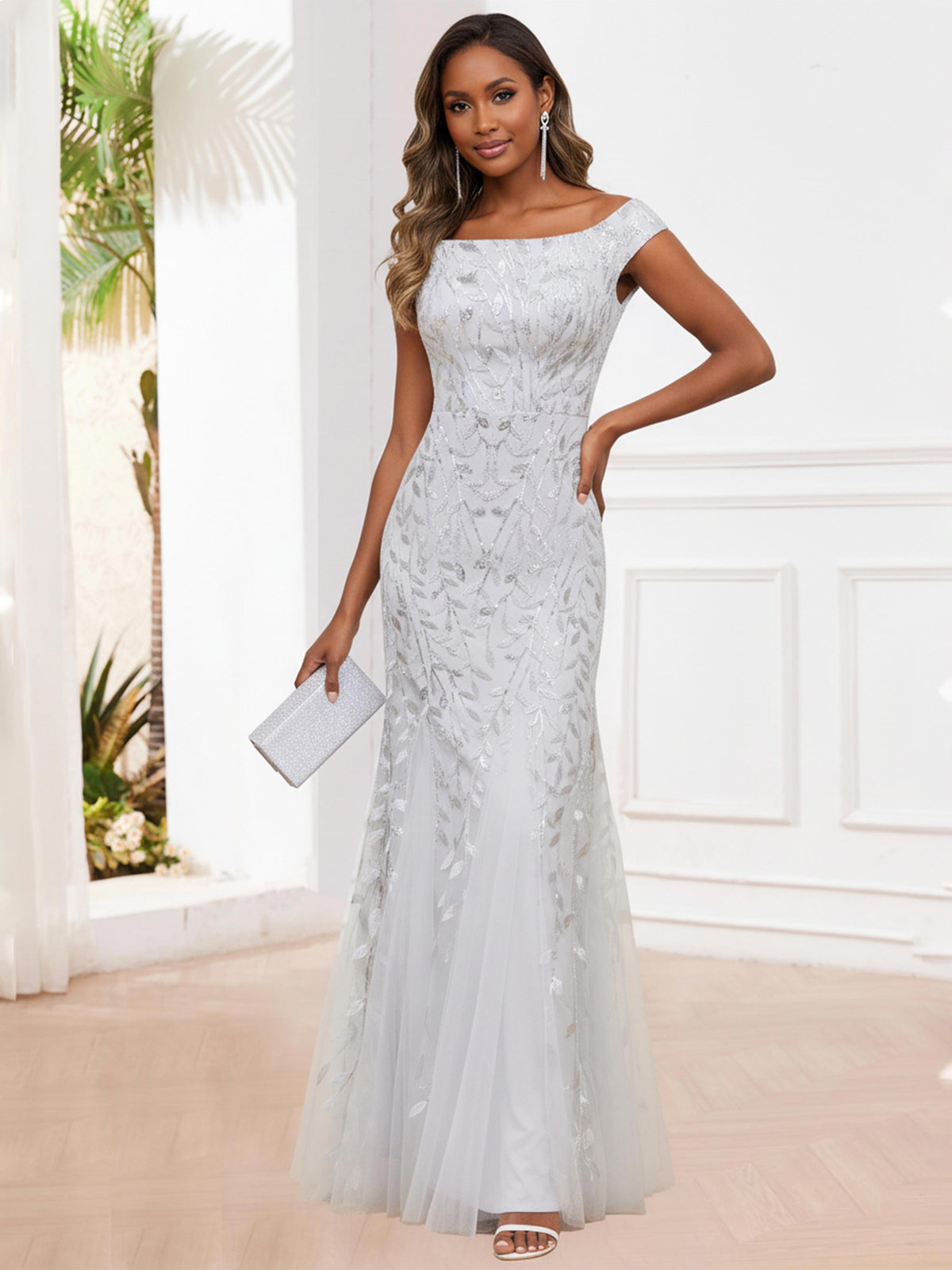 Mireva Elegant Sequins Appliques Long Mermaid Mother of the Bride Dresses