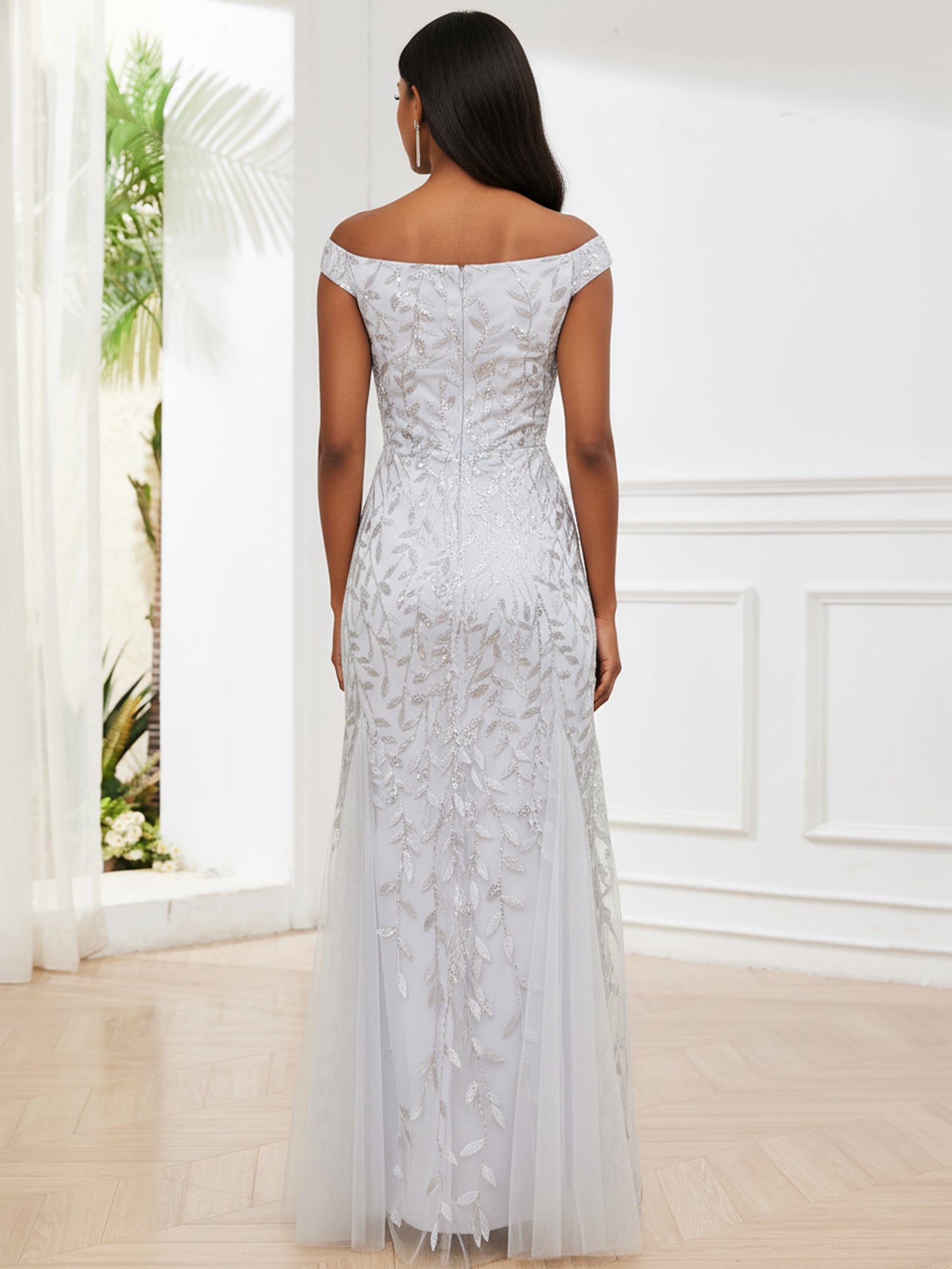 Mireva Elegant Sequins Appliques Long Mermaid Mother of the Bride Dresses