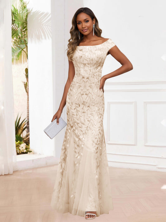 Mireva Elegant Sequins Appliques Long Mermaid Mother of the Bride Dresses