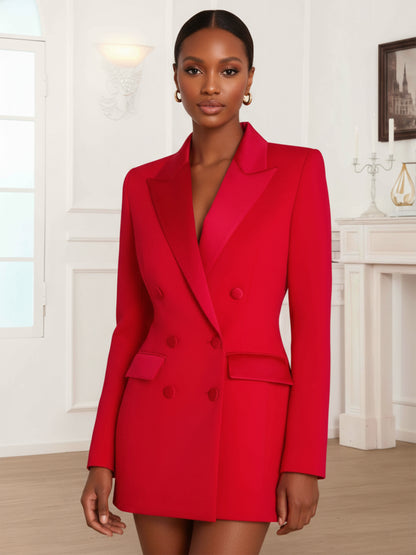Modern Double Breasted Peak Lapel Women's 2 Pieces Pantsuit Set