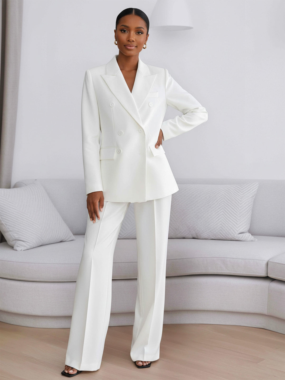 Modern Double Breasted Women's 2 Pieces Wedding Blazer and Pants Suit Set