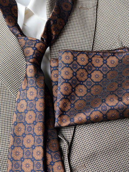 Modern Men's Patterned Tie and Pocket Square Set