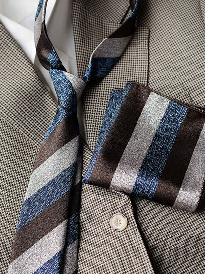 Modern Men's Patterned Tie and Pocket Square Set