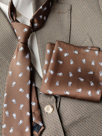 Modern Men's Patterned Tie and Pocket Square Set