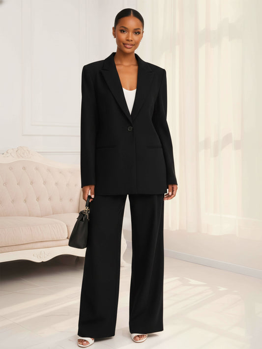 Modern One Button Notched Lapel Women's 2 Pieces Casual Suits