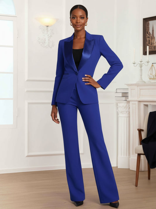 Modern Peak Lapel One Button Women's 2 Pieces Slim Fit Business Suits