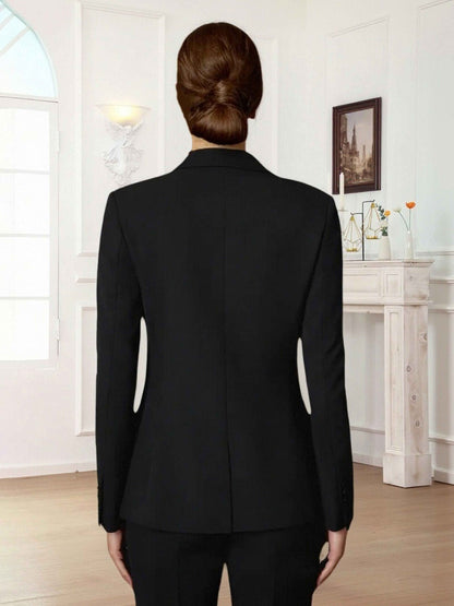 Modern Slim Fit Women's Notch Lapel One Button Suit Jacket